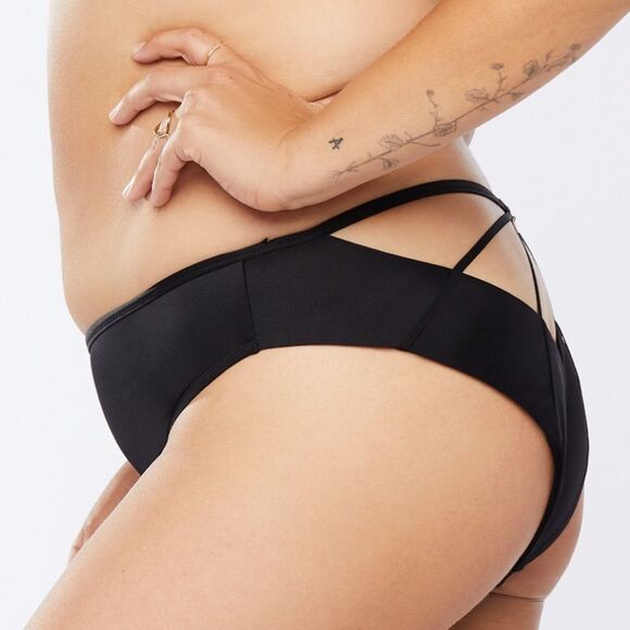 Savage X Fenty Savage Not Sorry Open Back Strappy Brazilian Black Caviar Large - Picture 4 of 6